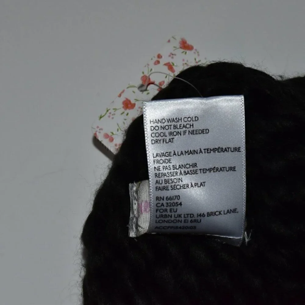 Free People Cozy Chunky Knit Colorblock Pom Pom Beani Winter Hat Black B…
